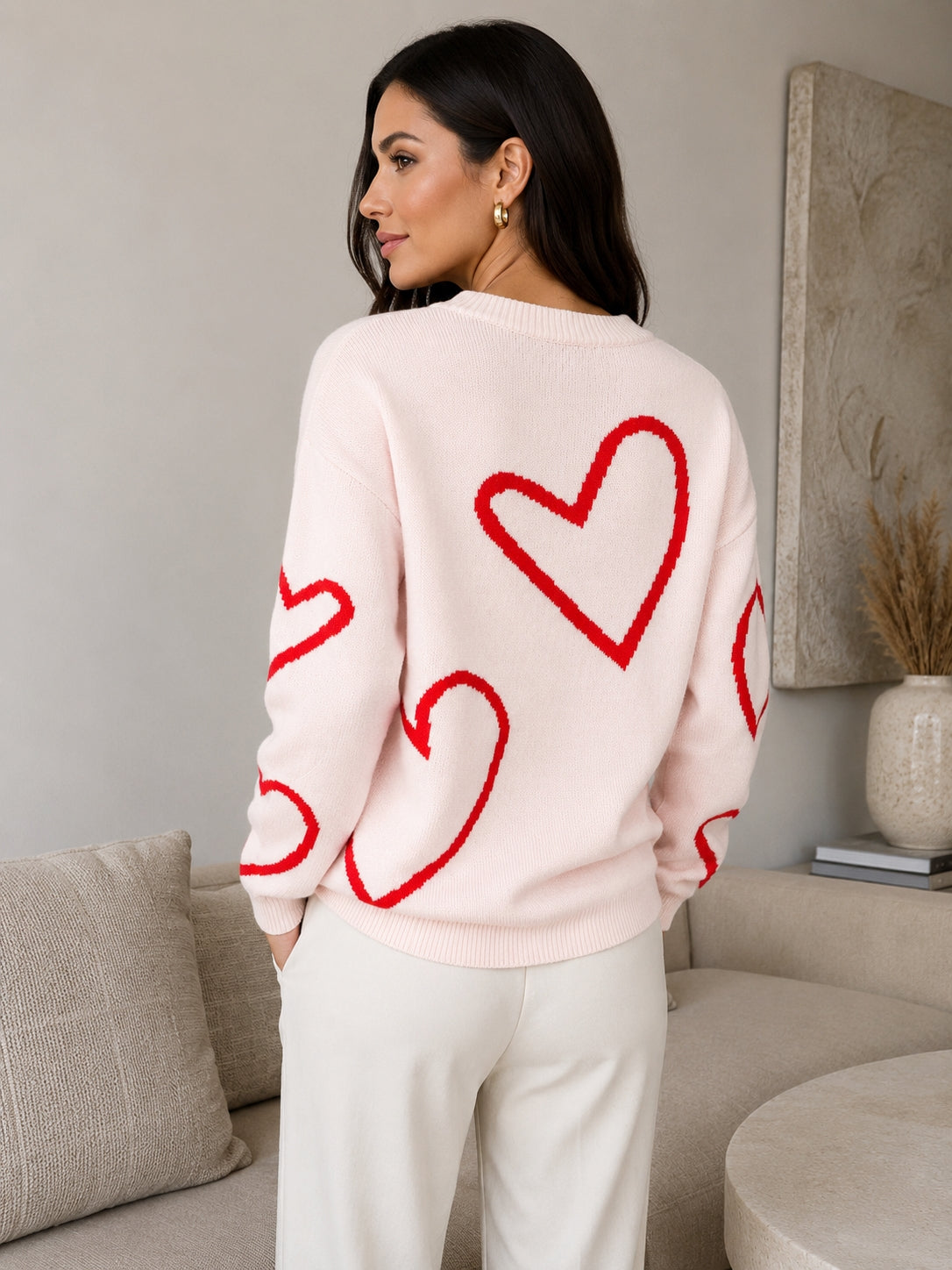 LOVE HEART PATTERN JUMPER (WHITE)