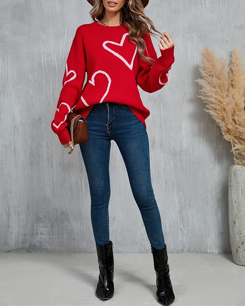 LOVE HEART PATTERN JUMPER (RED)