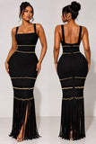 SOLARA TASSEL BANDAGE GOWN IN BLACK