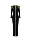 KEKE EMBELLISHED VELVET MAXI DRESS