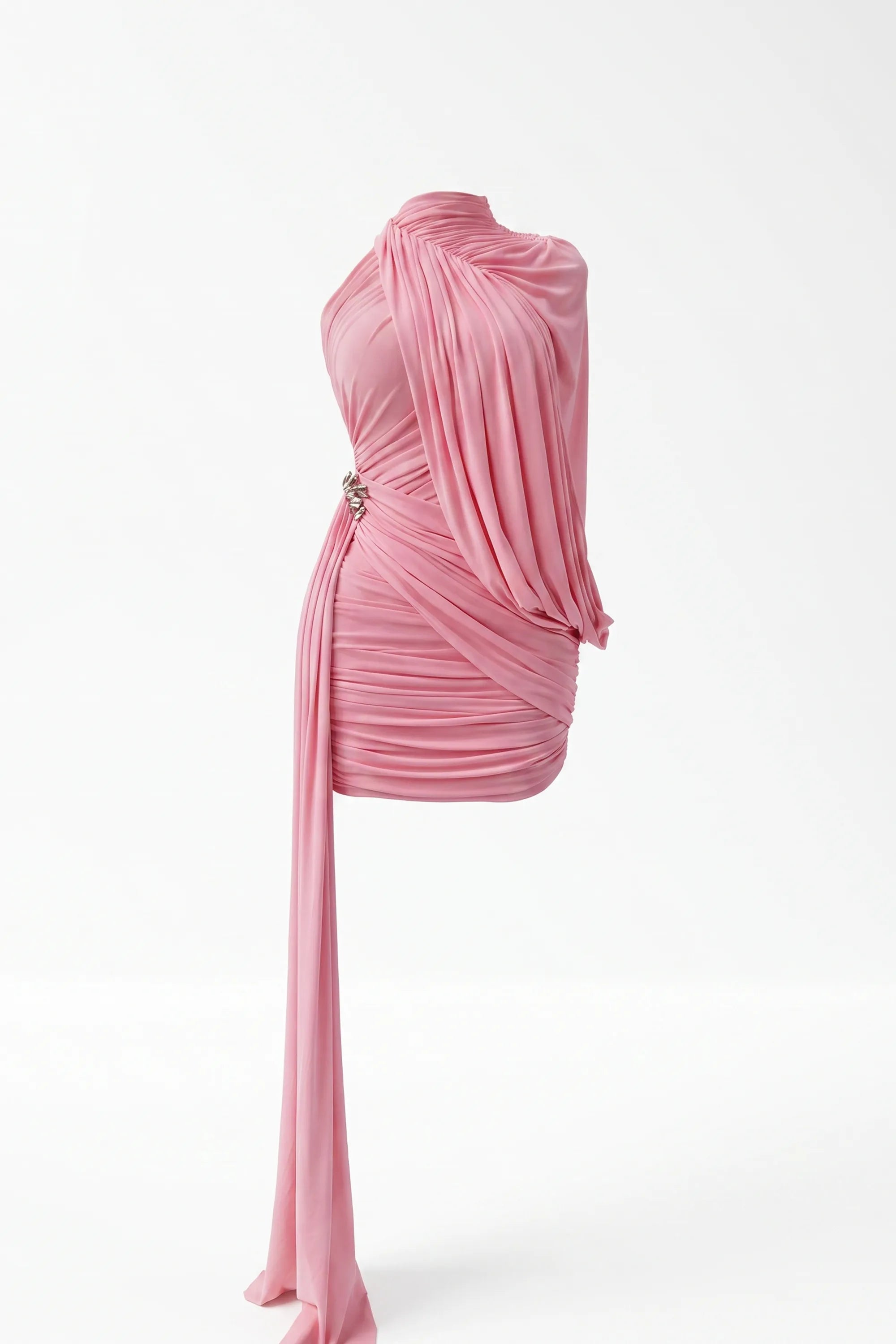 BLAIRE BLUSH DRAPE MINI DRESS (PINK)
