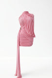 BLAIRE BLUSH DRAPE MINI DRESS (PINK)