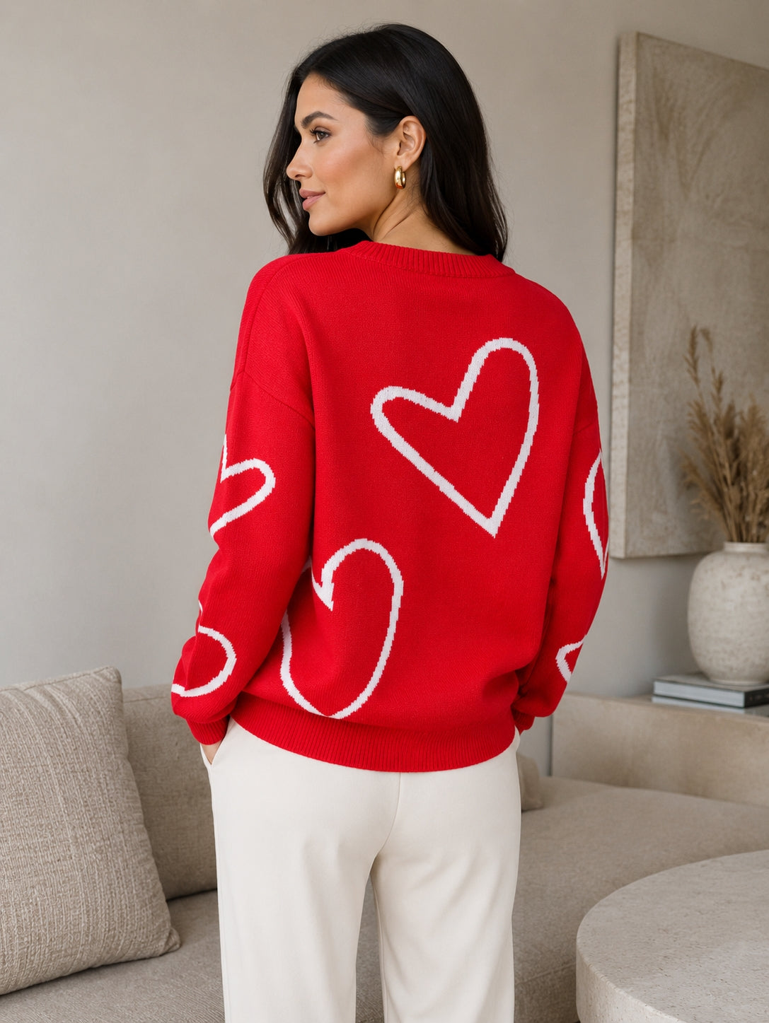 LOVE HEART PATTERN JUMPER (RED)