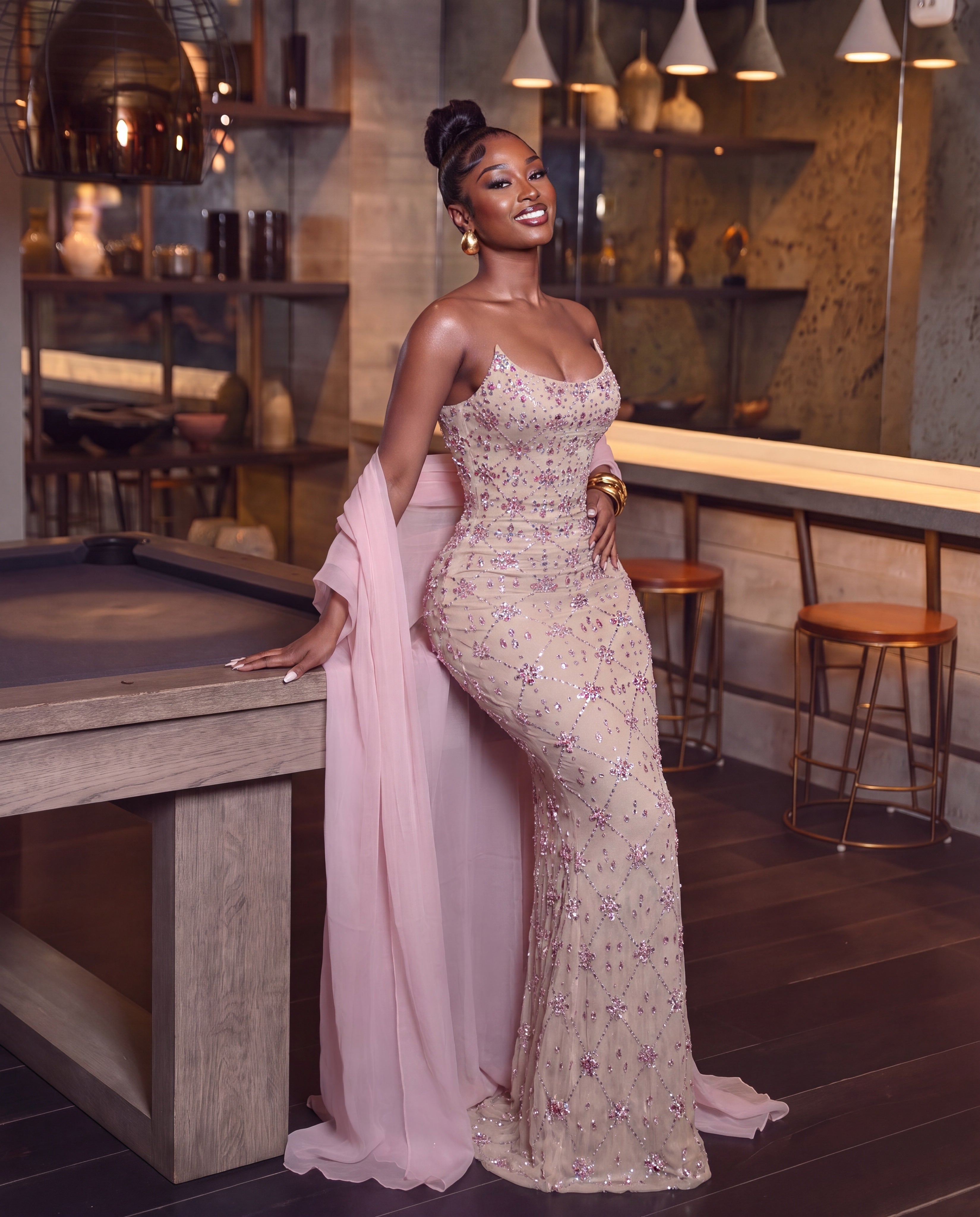AMORA BLUSH CRYSTAL MAXI GOWN
