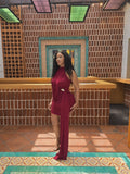 BLAIRE BLUSH DRAPE MINI DRESS (BURGUNDY)