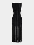 NOIR PEARL FRINGE MAXI DRESS