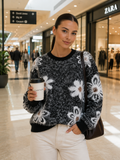 FLORAL SWEATER IN BLACK