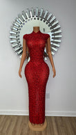 CRYSTAL QUEEN DRESS IN RED