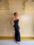 NOIR BLOOM CRYSTAL MAXI DRESS