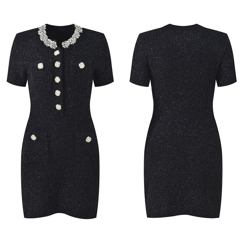 JEWEL TWEED MINI DRESS (BLACK)
